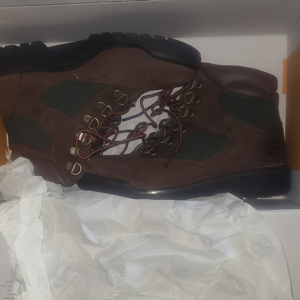 Youth Timberland  Brown and Green Boots Beef and Brocolli